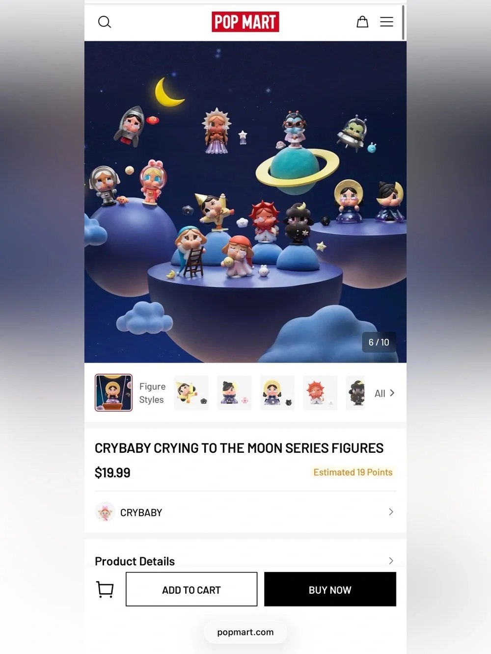 POP MART CRYBABY CRYING TO THE MOON